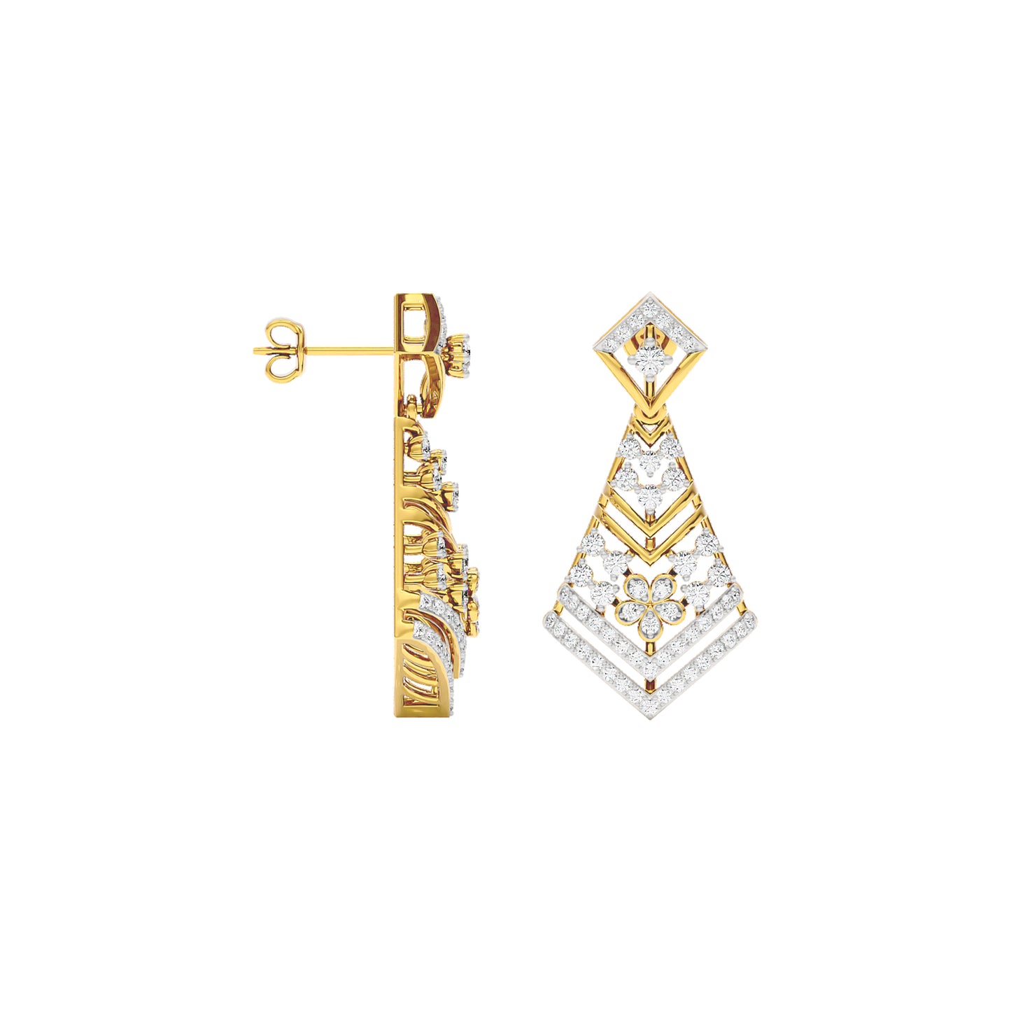 Luxe Angles Diamond Dangler Earrings 18 KT / Yellow Gold