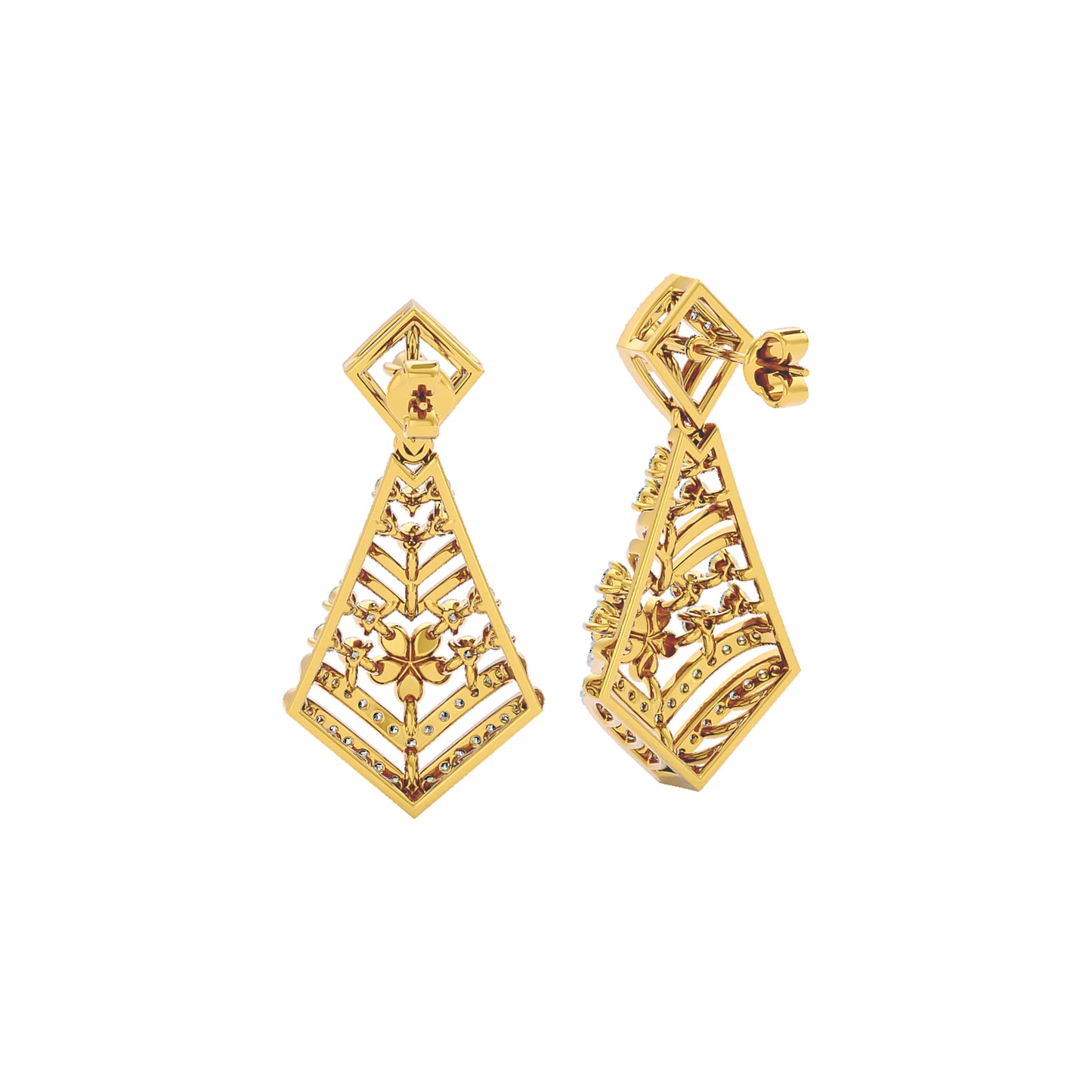 Luxe Angles Diamond Dangler Earrings 18 KT / Yellow Gold