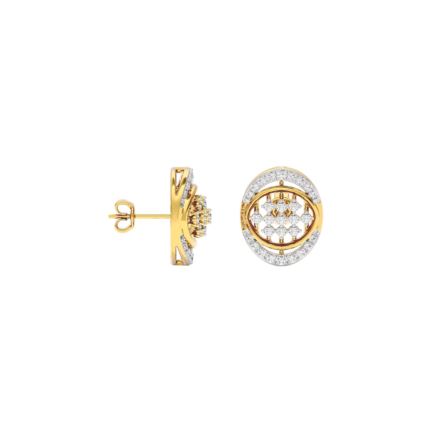 Gleaming Ripples Diamond Earrings 18 KT / Yellow Gold
