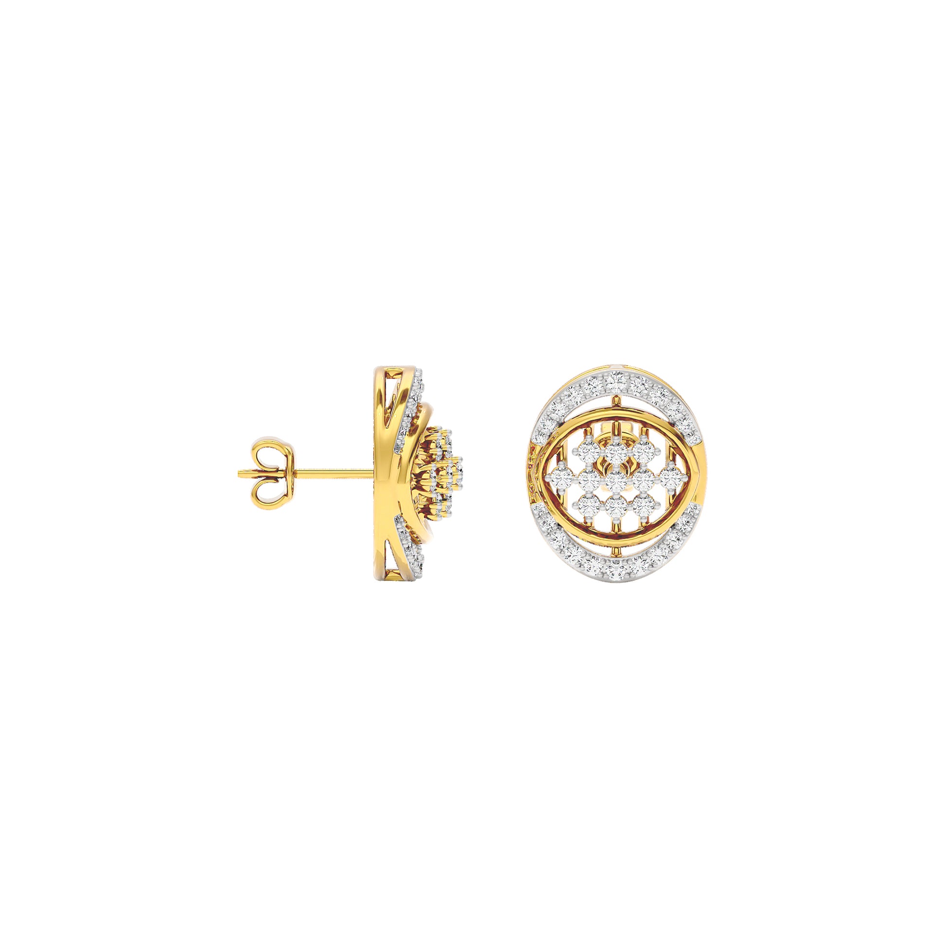 Gleaming Ripples Diamond Earrings 18 KT / Yellow Gold