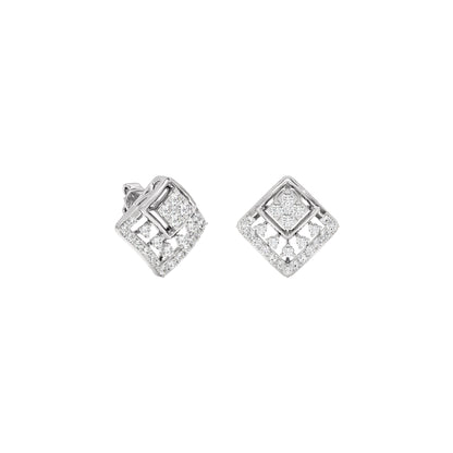 Cubic Glitter Diamond Earrings 18 KT / White Gold
