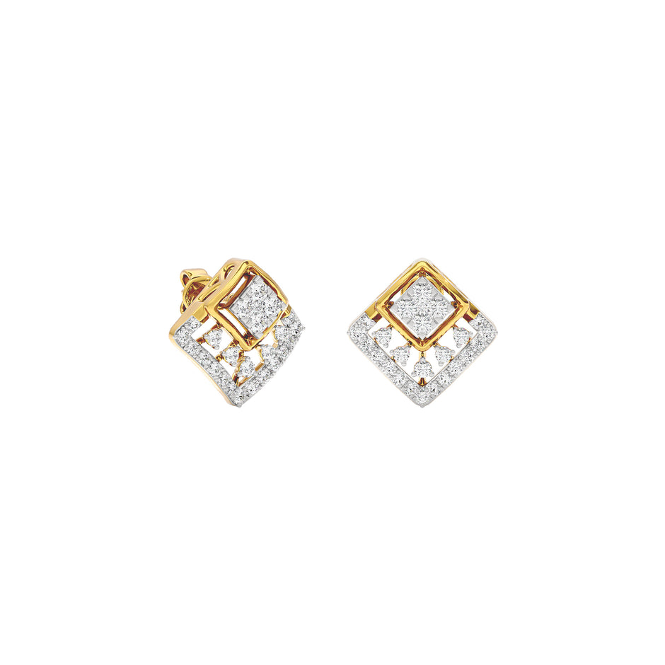 Cubic Glitter Diamond Earrings 18 KT / Yellow Gold