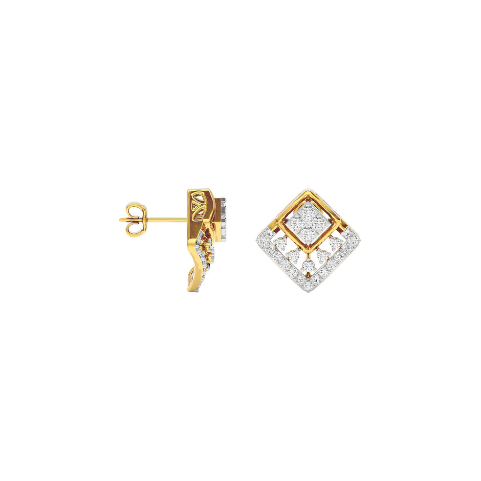 Cubic Glitter Diamond Earrings 18 KT / Yellow Gold