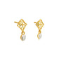 Floral Lattice Drop Gold Earrings