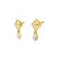 Floral Lattice Drop Gold Earrings