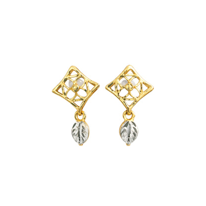 Floral Lattice Drop Gold Earrings