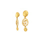 Textured Disc & Filigree Drop Gold Earring