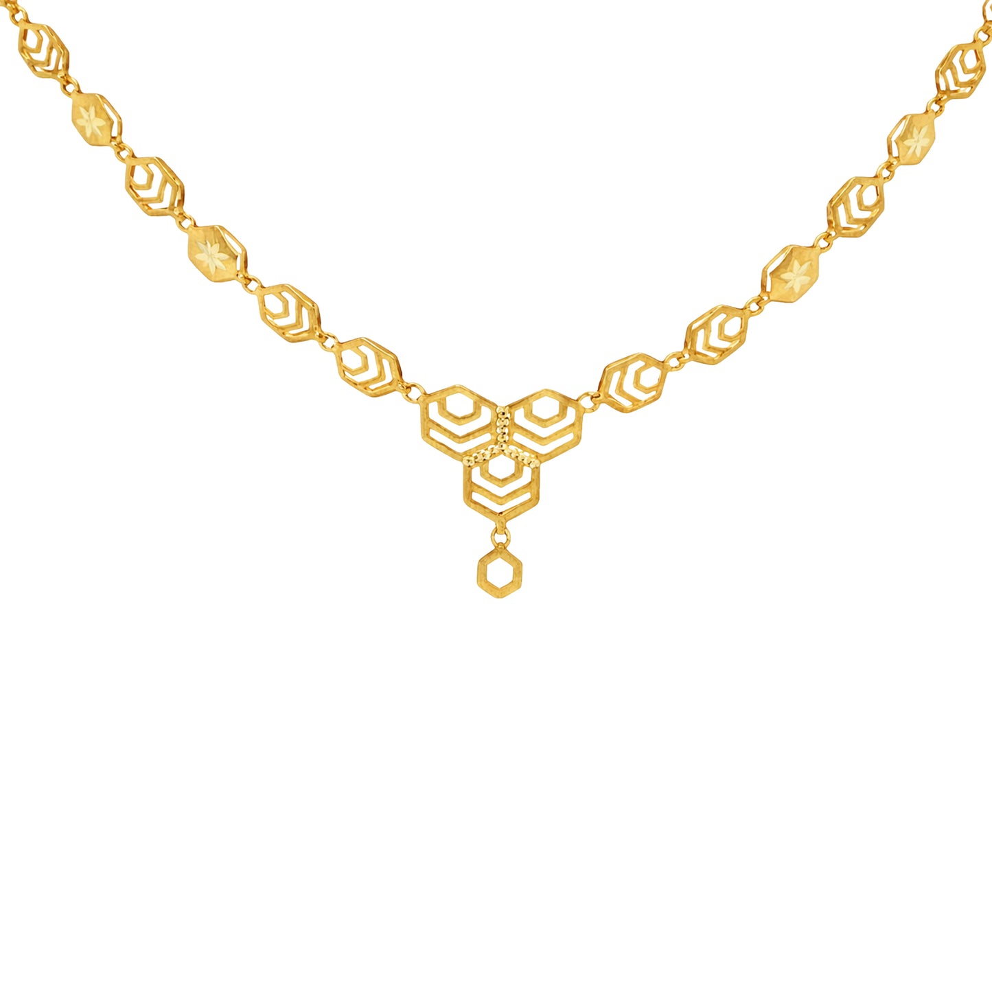 Geometric Hexagon Link Gold Necklace