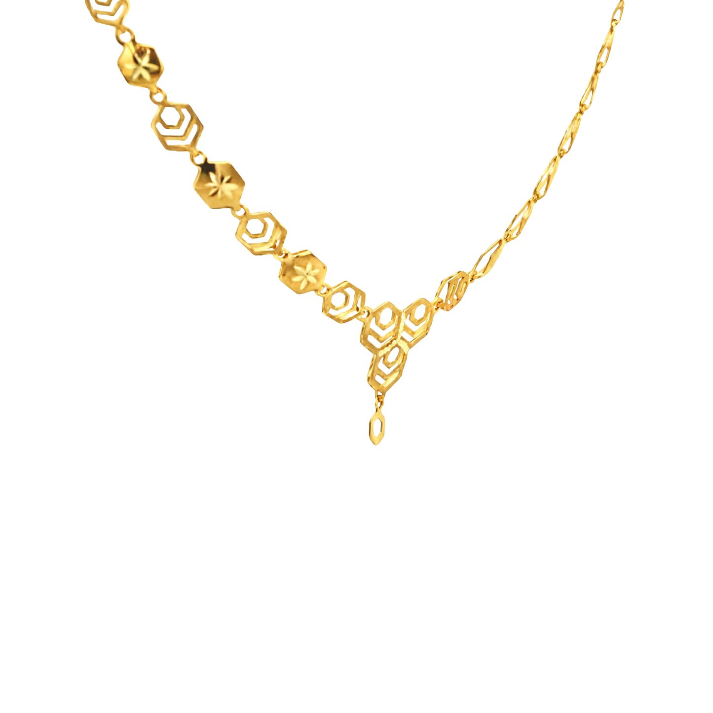 Geometric Hexagon Link Gold Necklace