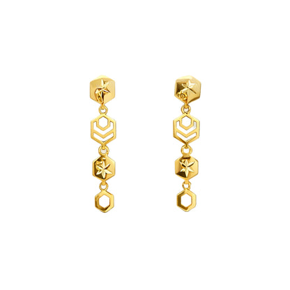 Geometric Hexagon Drop Gold Earrings