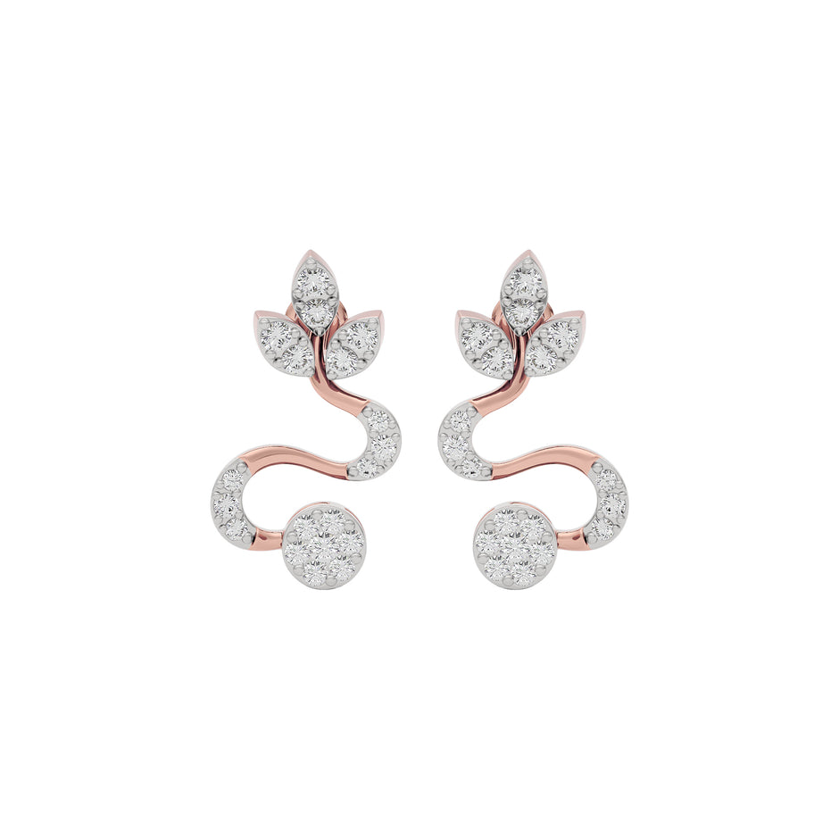 Radiant Feather Diamond Earring 18 KT / Rose Gold