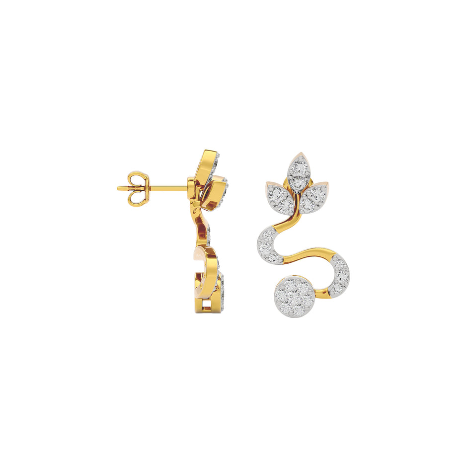 Radiant Feather Diamond Earring 18 KT / Yellow Gold