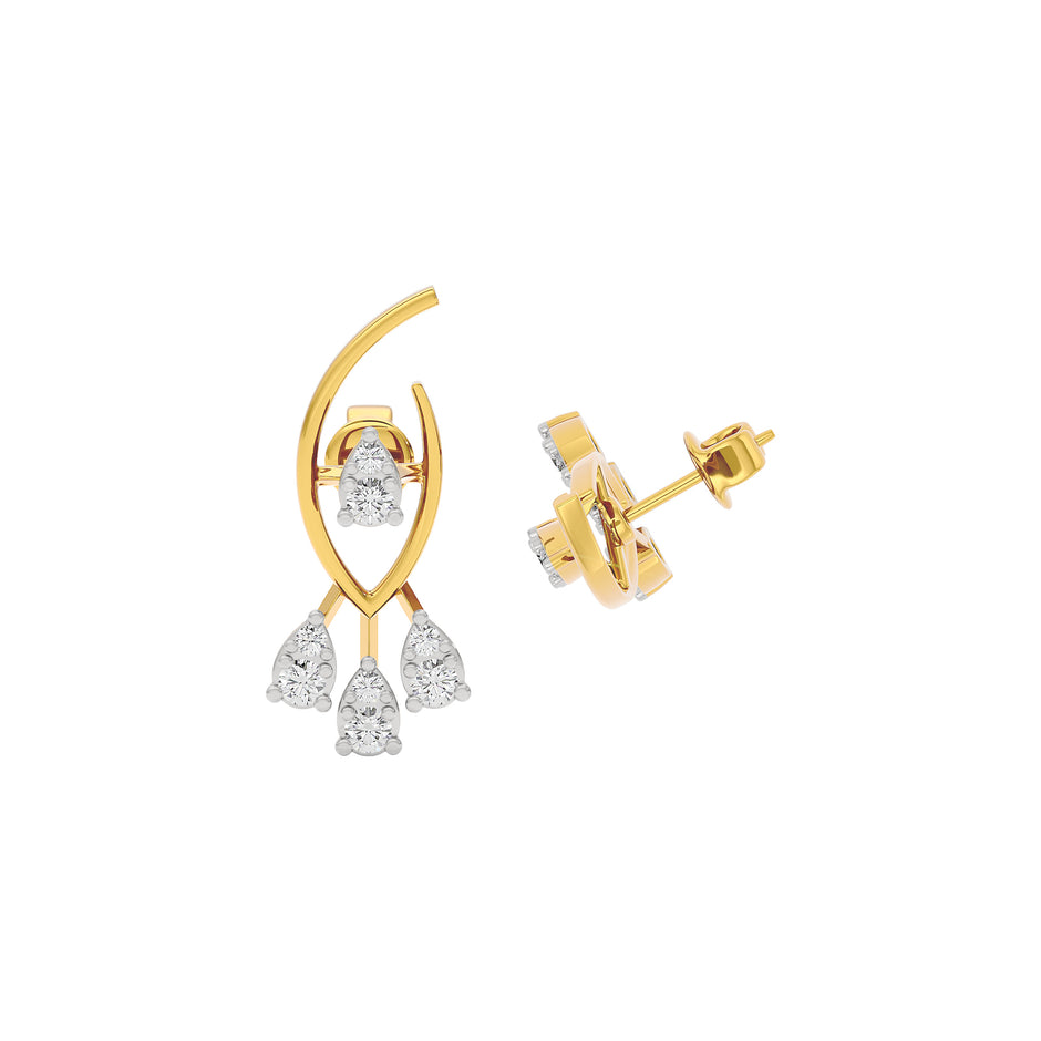 Shimmering Opal Diamond Earring 18 KT / Yellow Gold