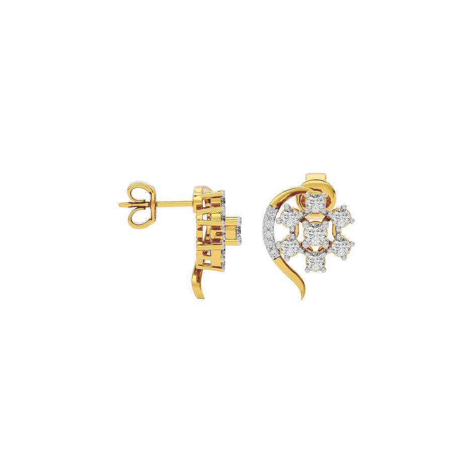 Crystal Halo Glow Diamond Earring 18 KT / Yellow Gold
