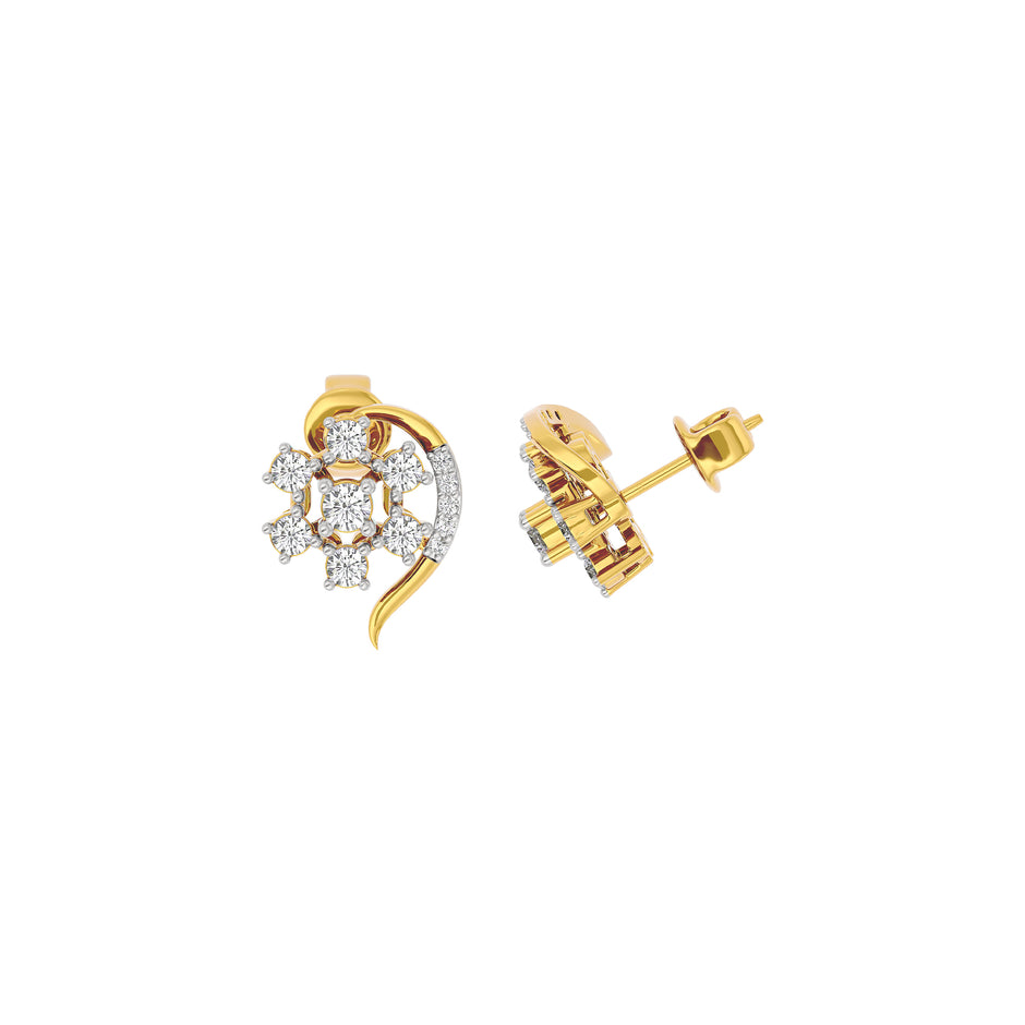 Crystal Halo Glow Diamond Earring 18 KT / Yellow Gold