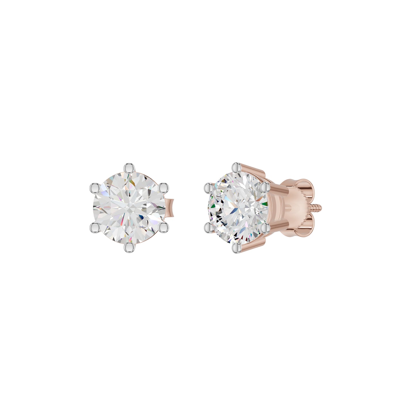 Angel Classic Round Diamond Earrings 18 KT / Rose Gold