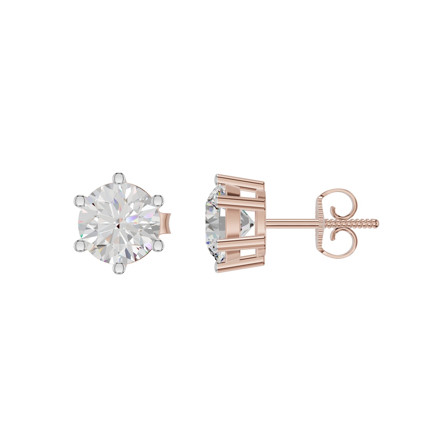 Angel Classic Round Diamond Earrings 18 KT / Rose Gold