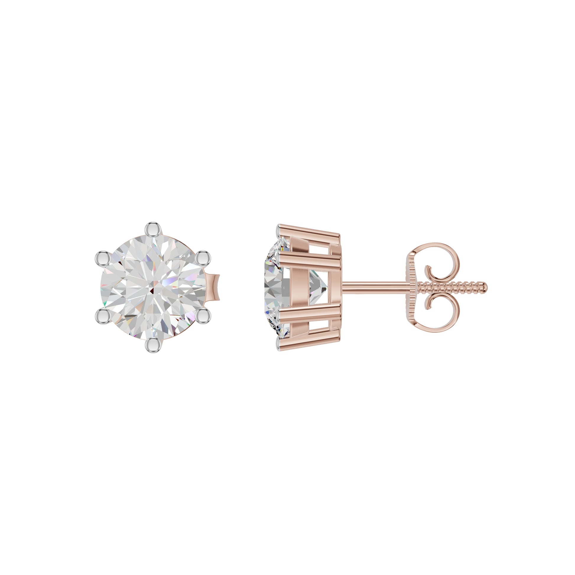 Angel Classic Round Diamond Earrings 18 KT / Rose Gold