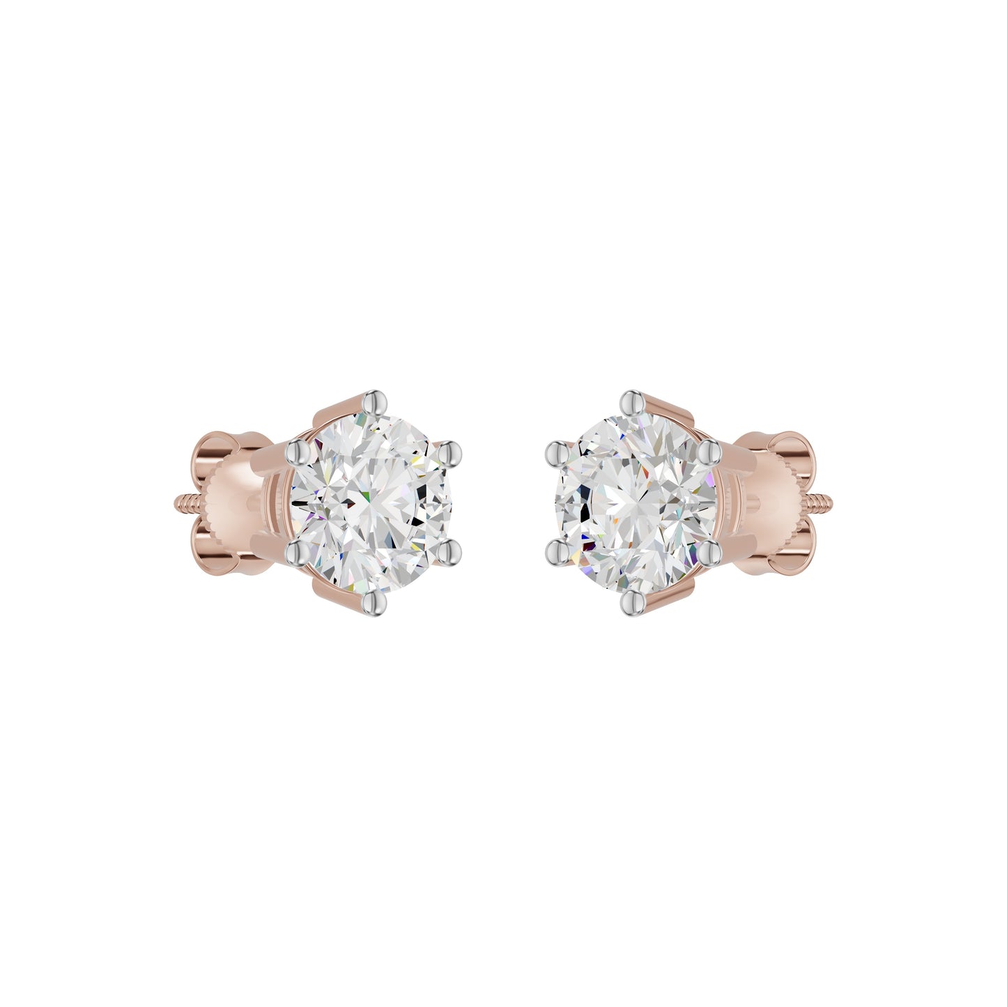 Angel Classic Round Diamond Earrings 18 KT / Rose Gold