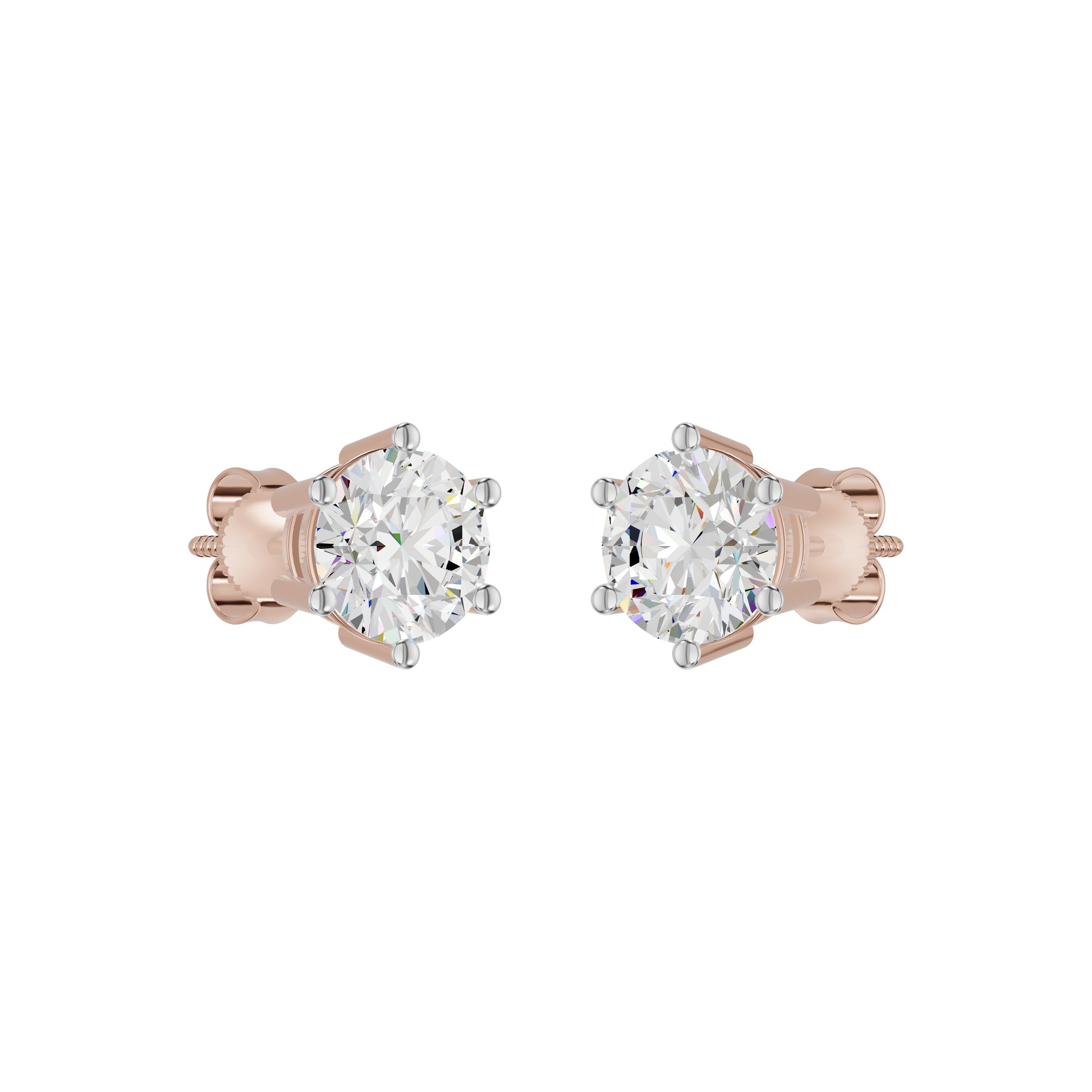 Angel Classic Round Diamond Earrings 18 KT / Rose Gold