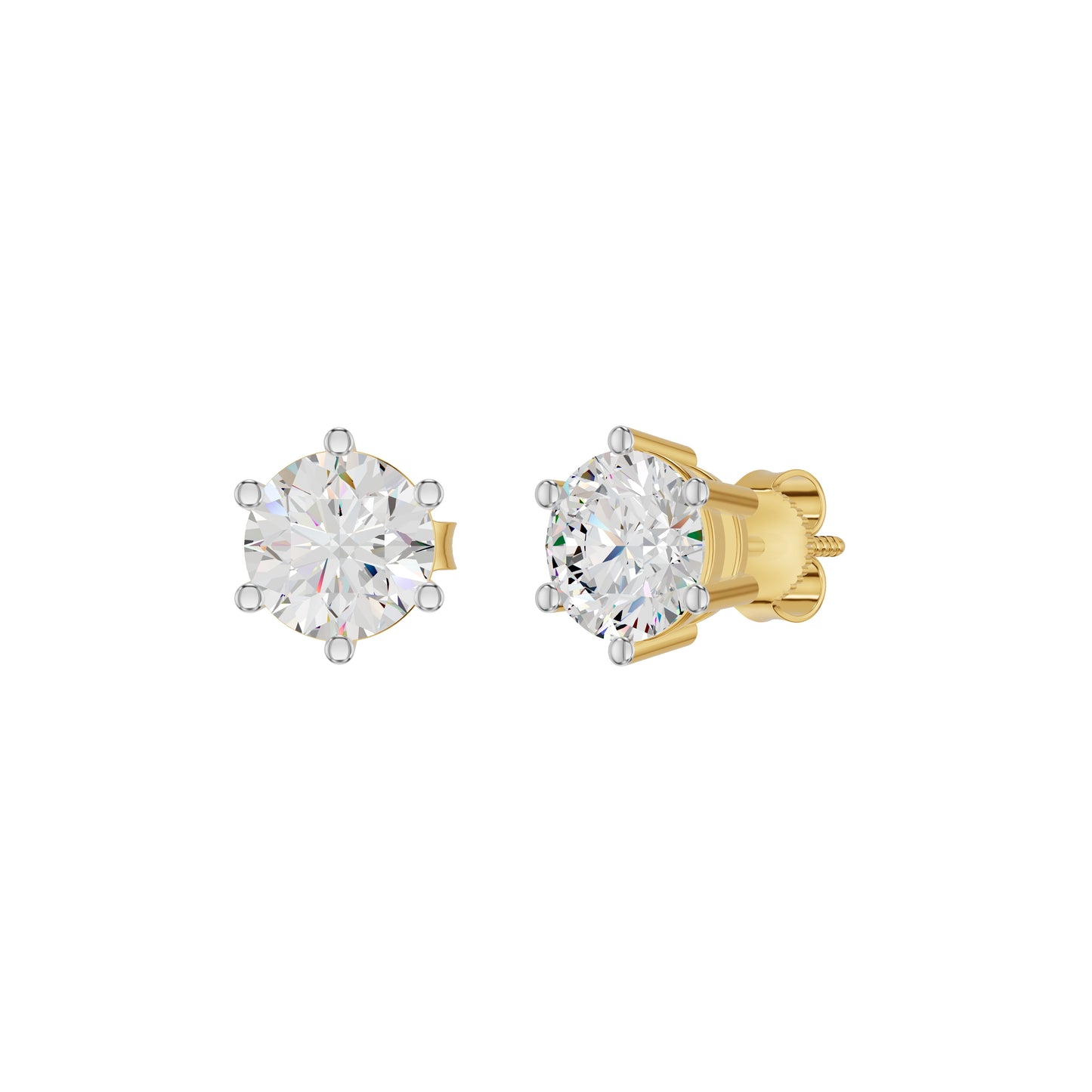 Angel Classic Round Diamond Earrings 18 KT / Yellow Gold