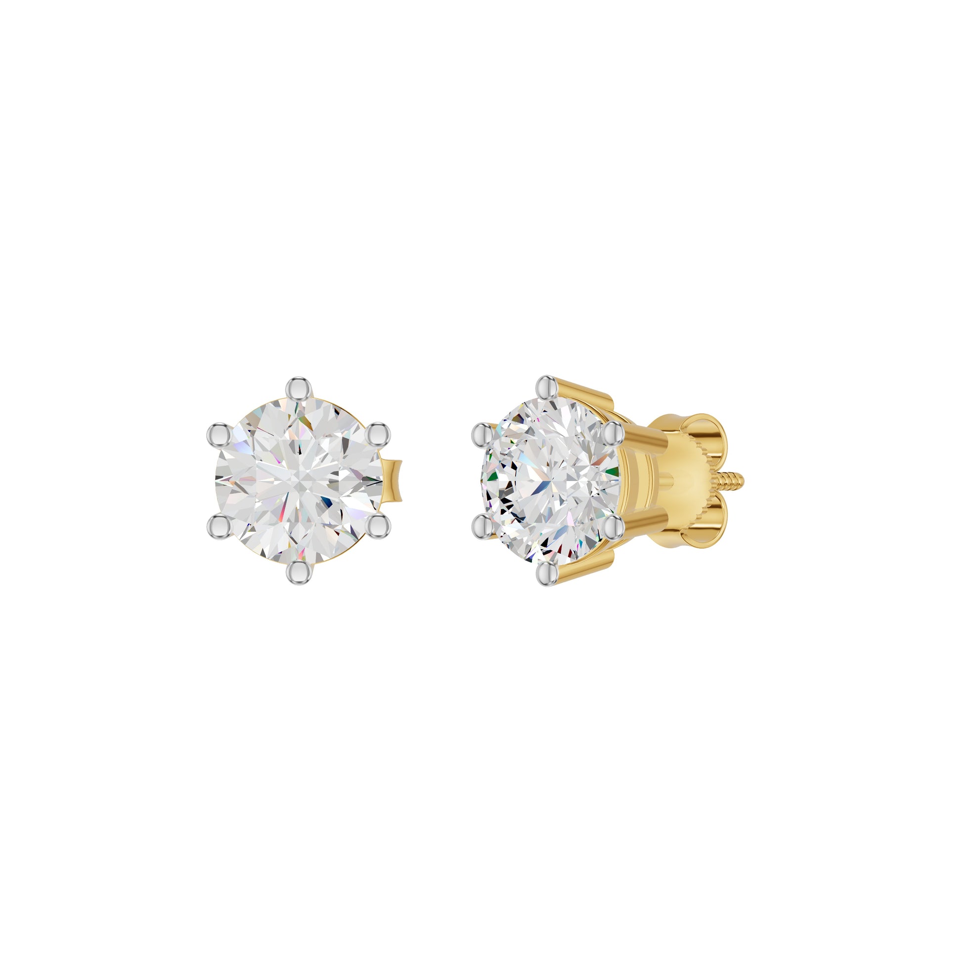 Angel Classic Round Diamond Earrings 18 KT / Yellow Gold
