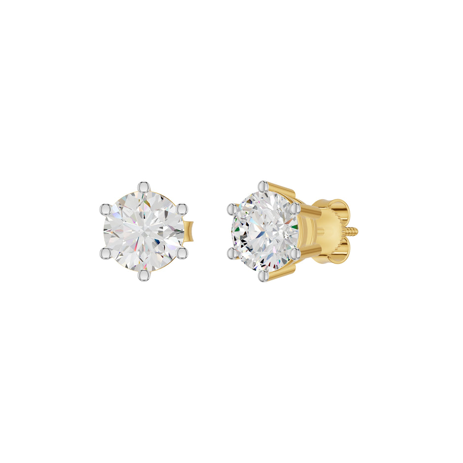 Angel Classic Round Diamond Earrings 18 KT / Yellow Gold