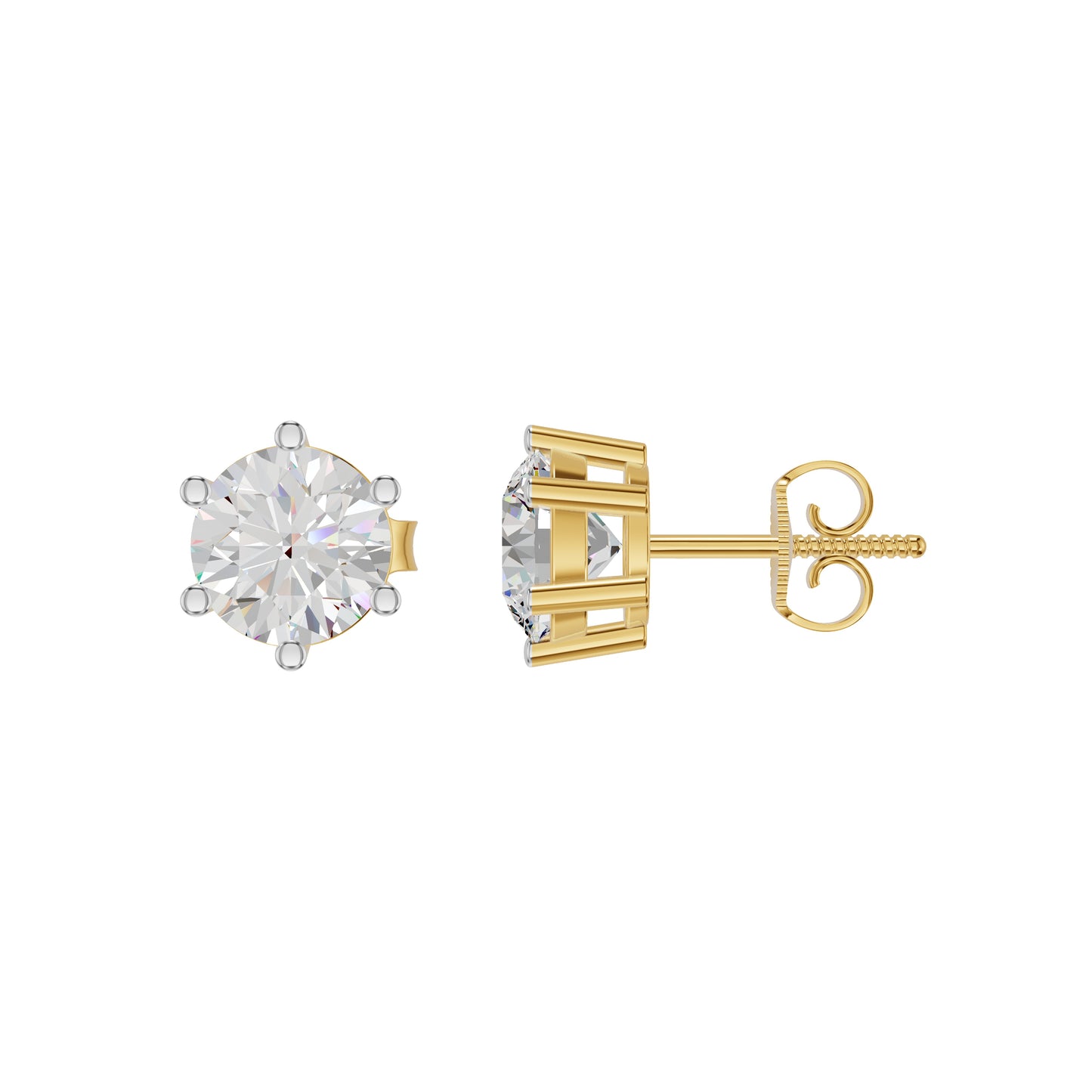 Angel Classic Round Diamond Earrings 18 KT / Yellow Gold