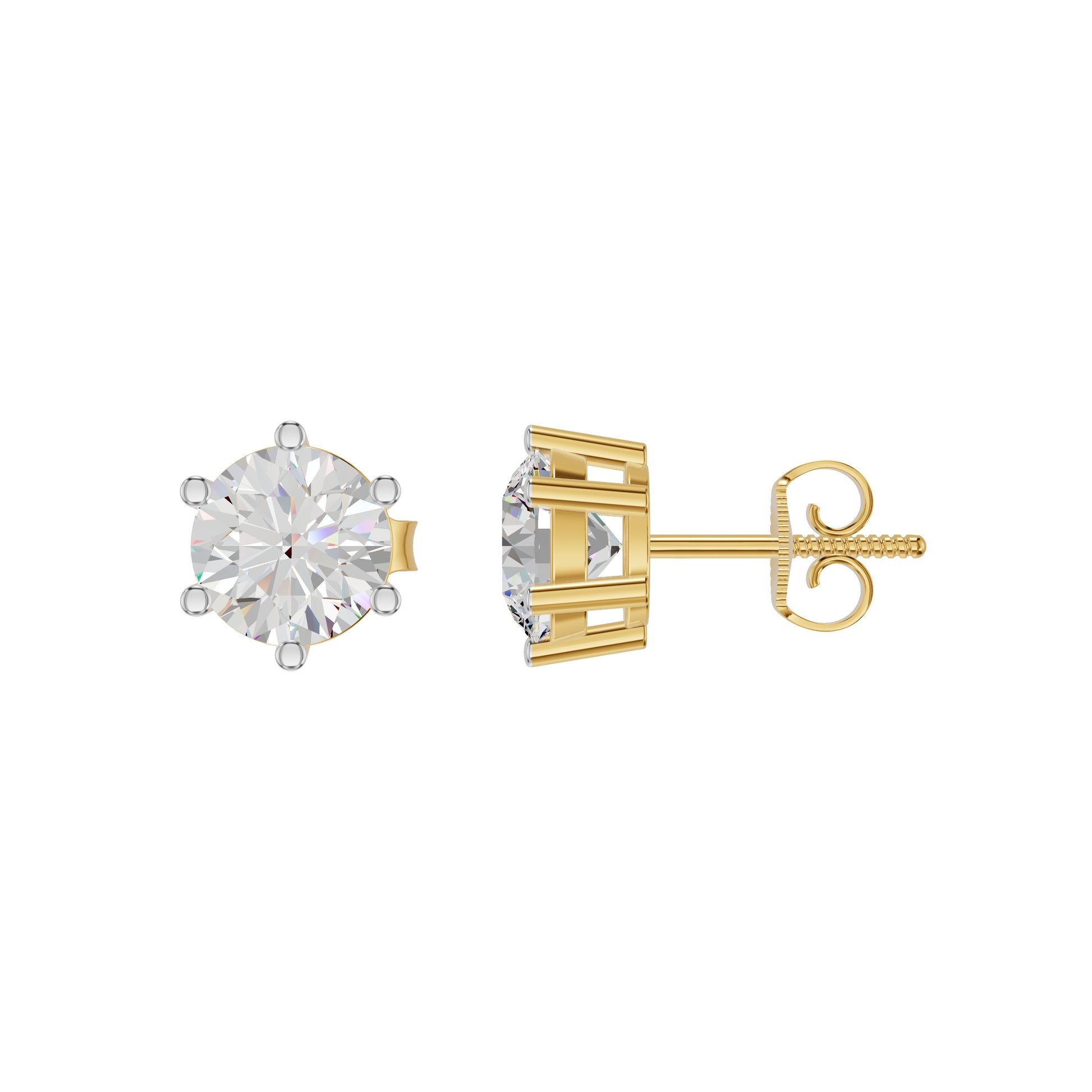 Angel Classic Round Diamond Earrings 18 KT / Yellow Gold