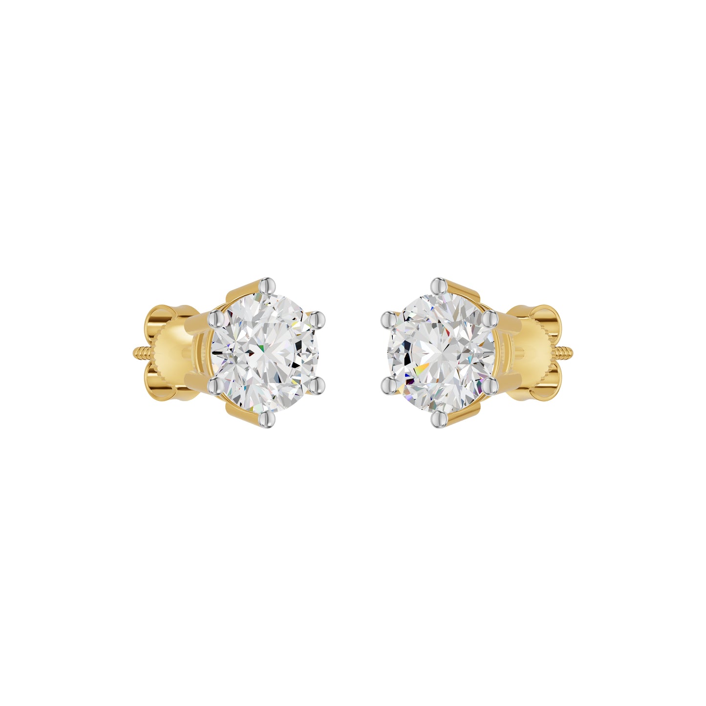 Angel Classic Round Diamond Earrings 18 KT / Yellow Gold