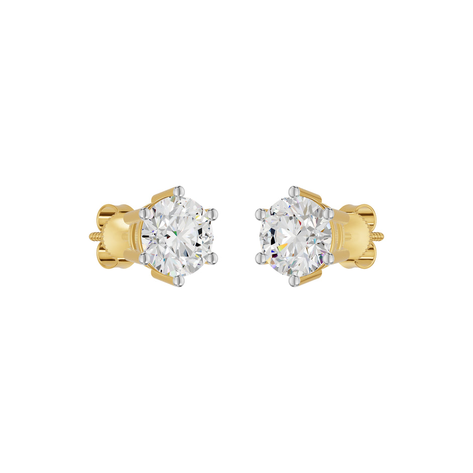 Angel Classic Round Diamond Earrings 18 KT / Yellow Gold