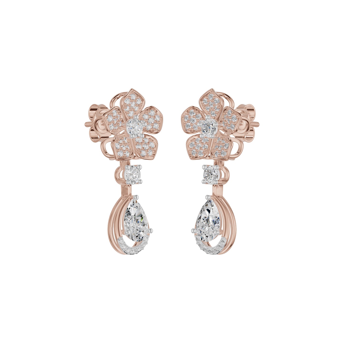 Petalora Drop Diamond Earrings