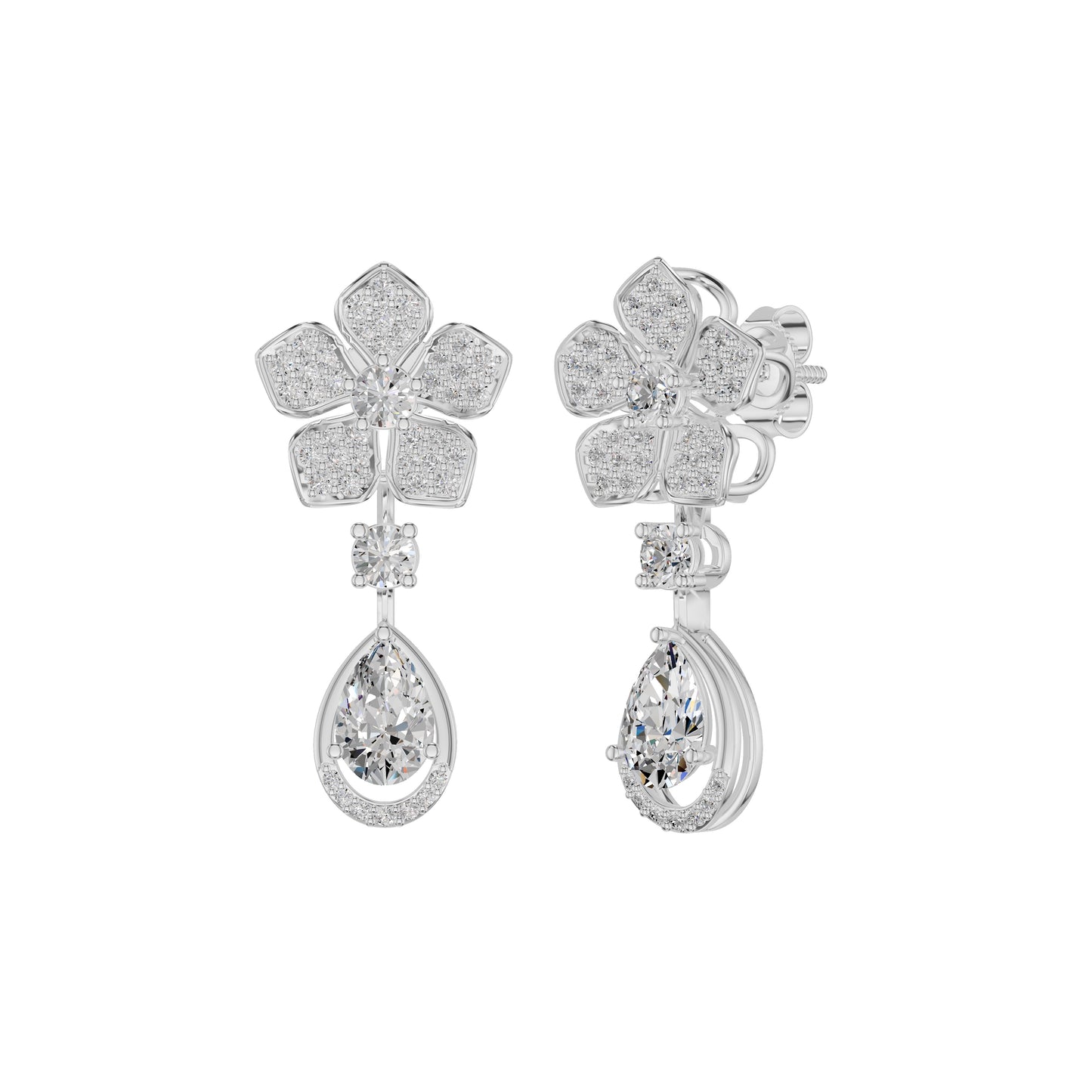 Petalora Drop Diamond Earrings