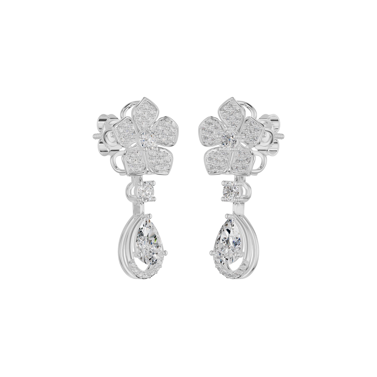 Petalora Drop Diamond Earrings