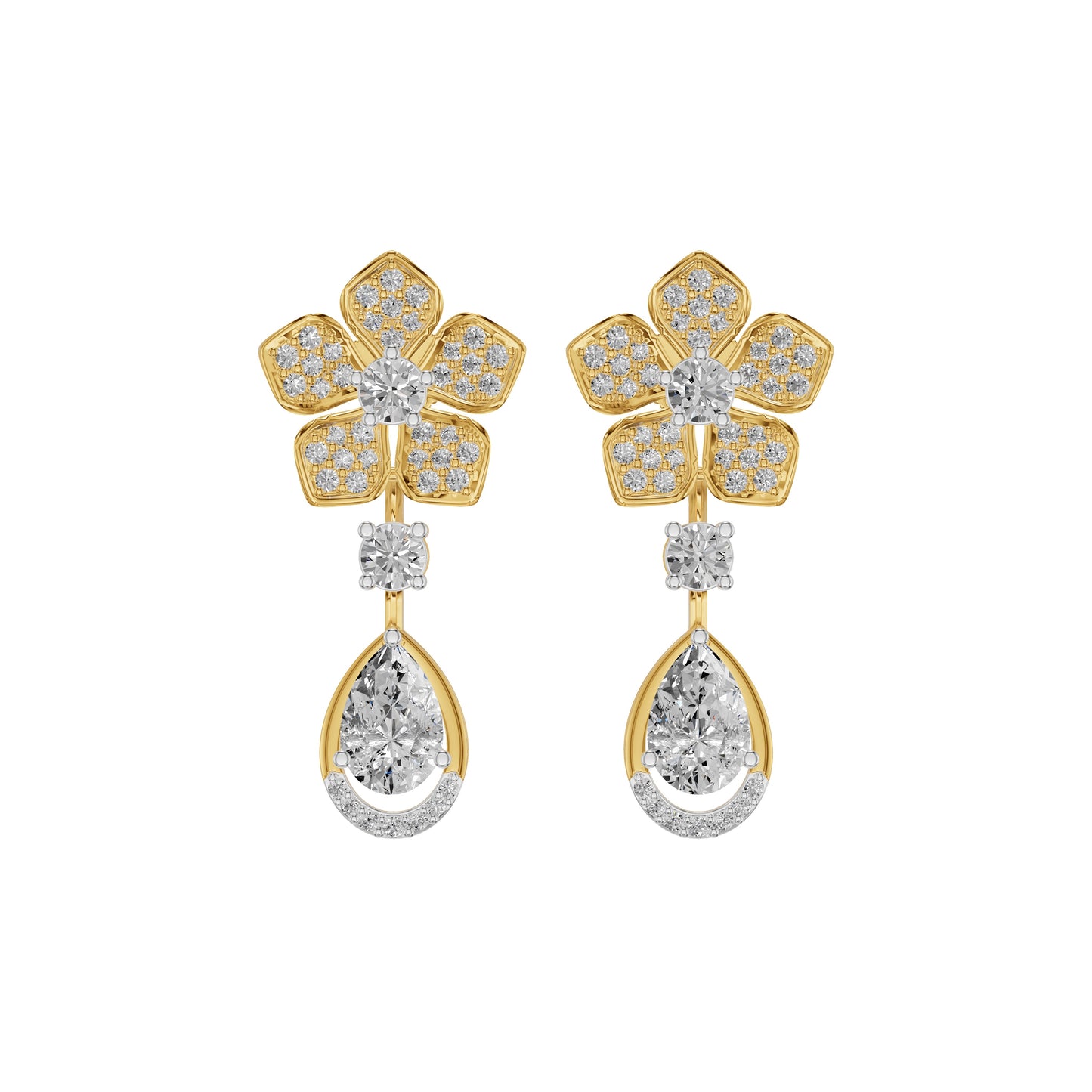 Petalora Drop Diamond Earrings