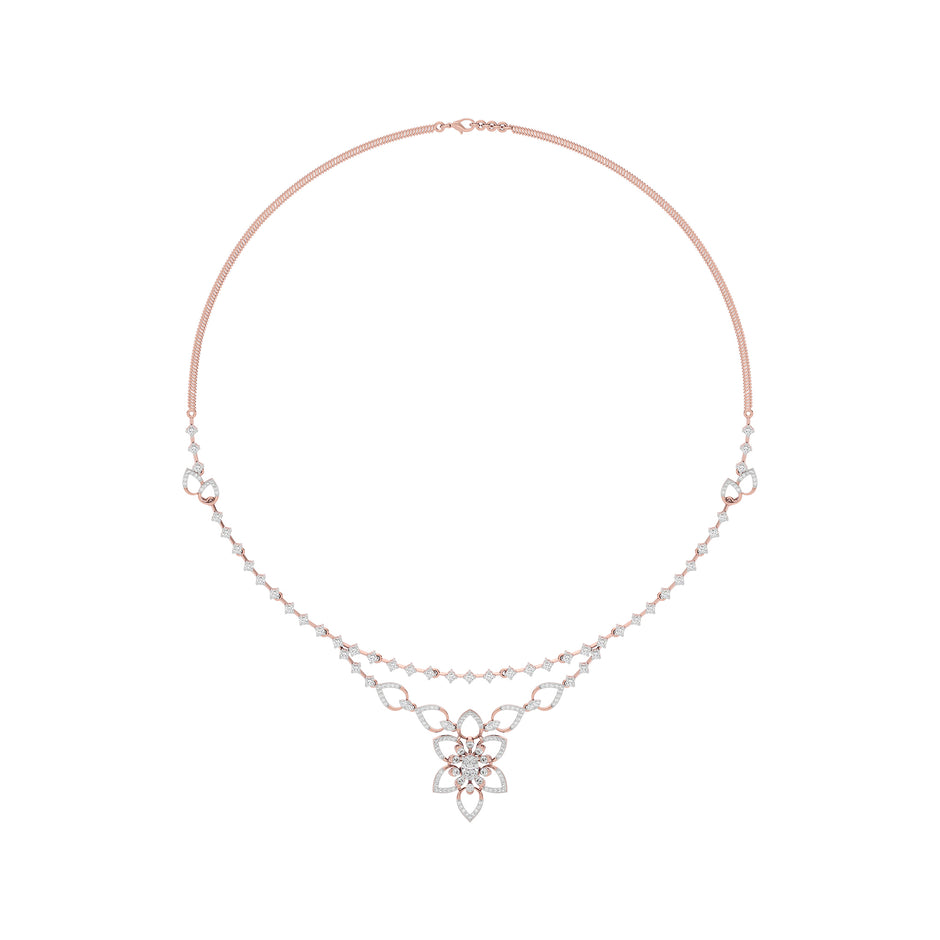 Luxe Halo Diamond Necklace 18 KT / Rose Gold