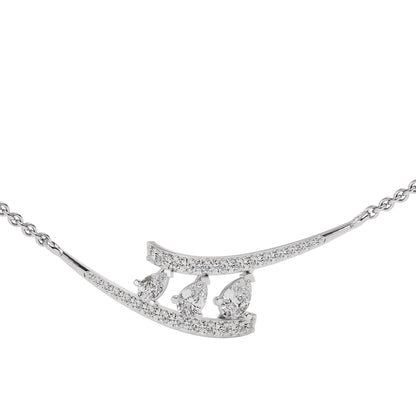 Double Line Drop Necklace 18 KT / White Gold