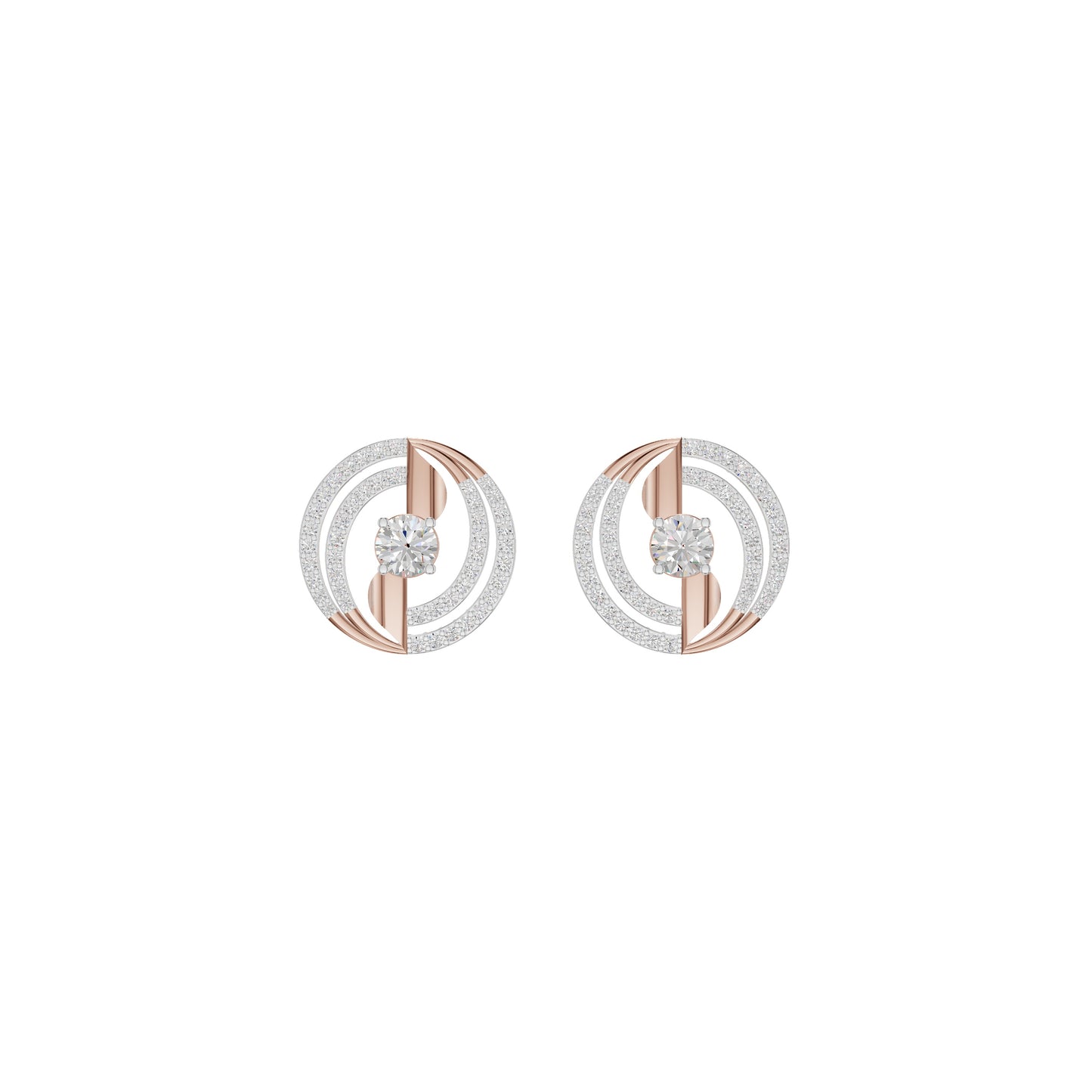 Celestial Serenity Diamond Halo Earrings 18 KT / Rose Gold