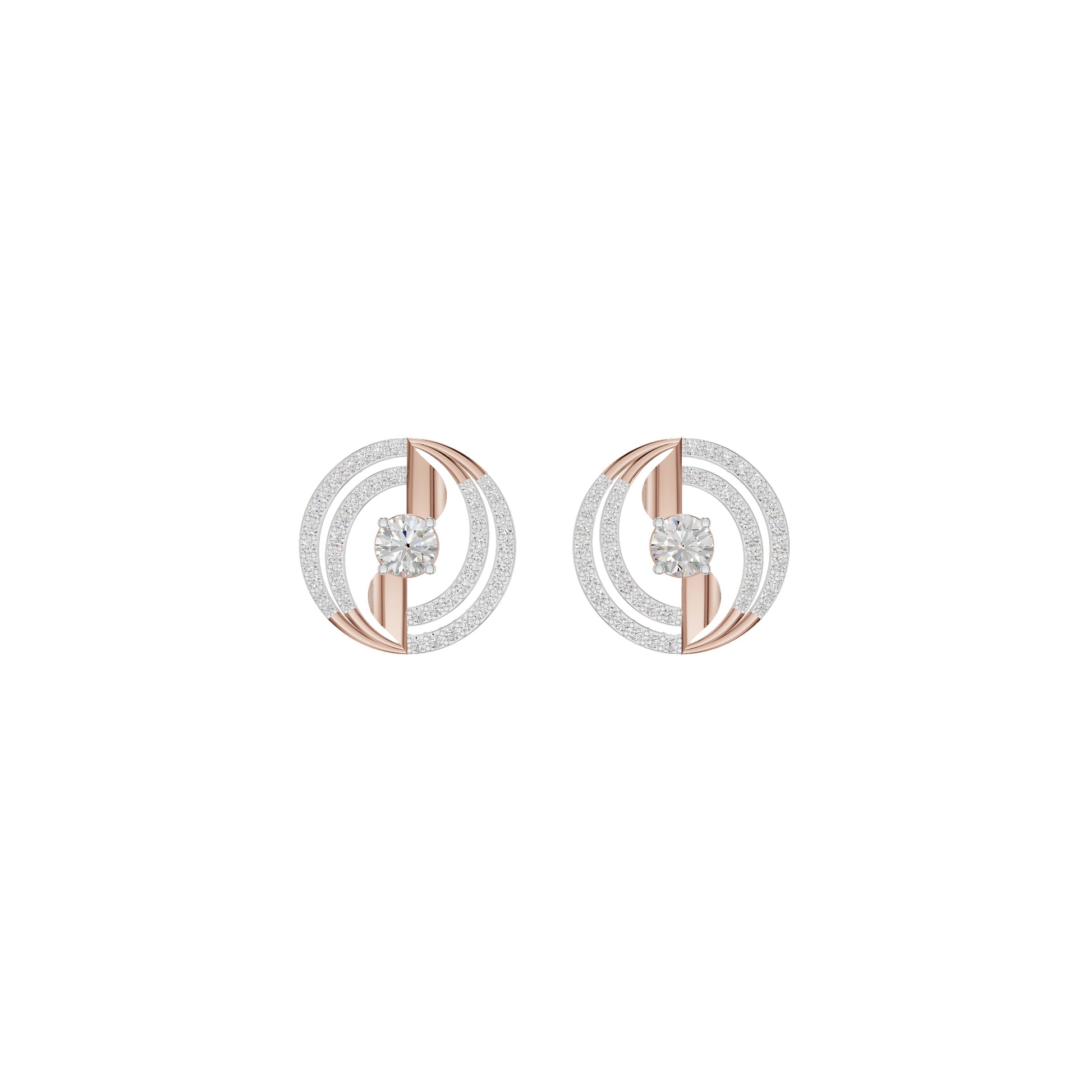 Celestial Serenity Diamond Halo Earrings 18 KT / Rose Gold