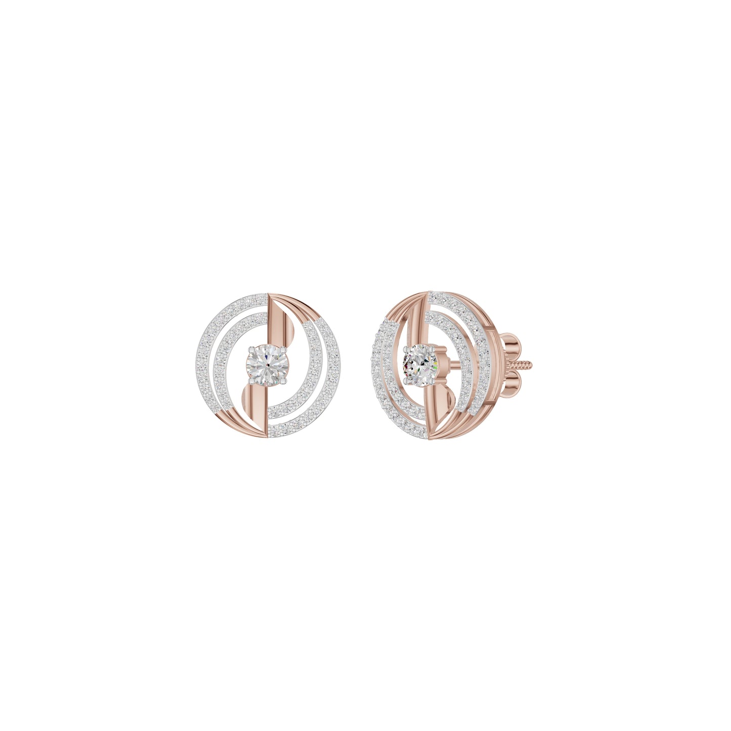 Celestial Serenity Diamond Halo Earrings 18 KT / Rose Gold