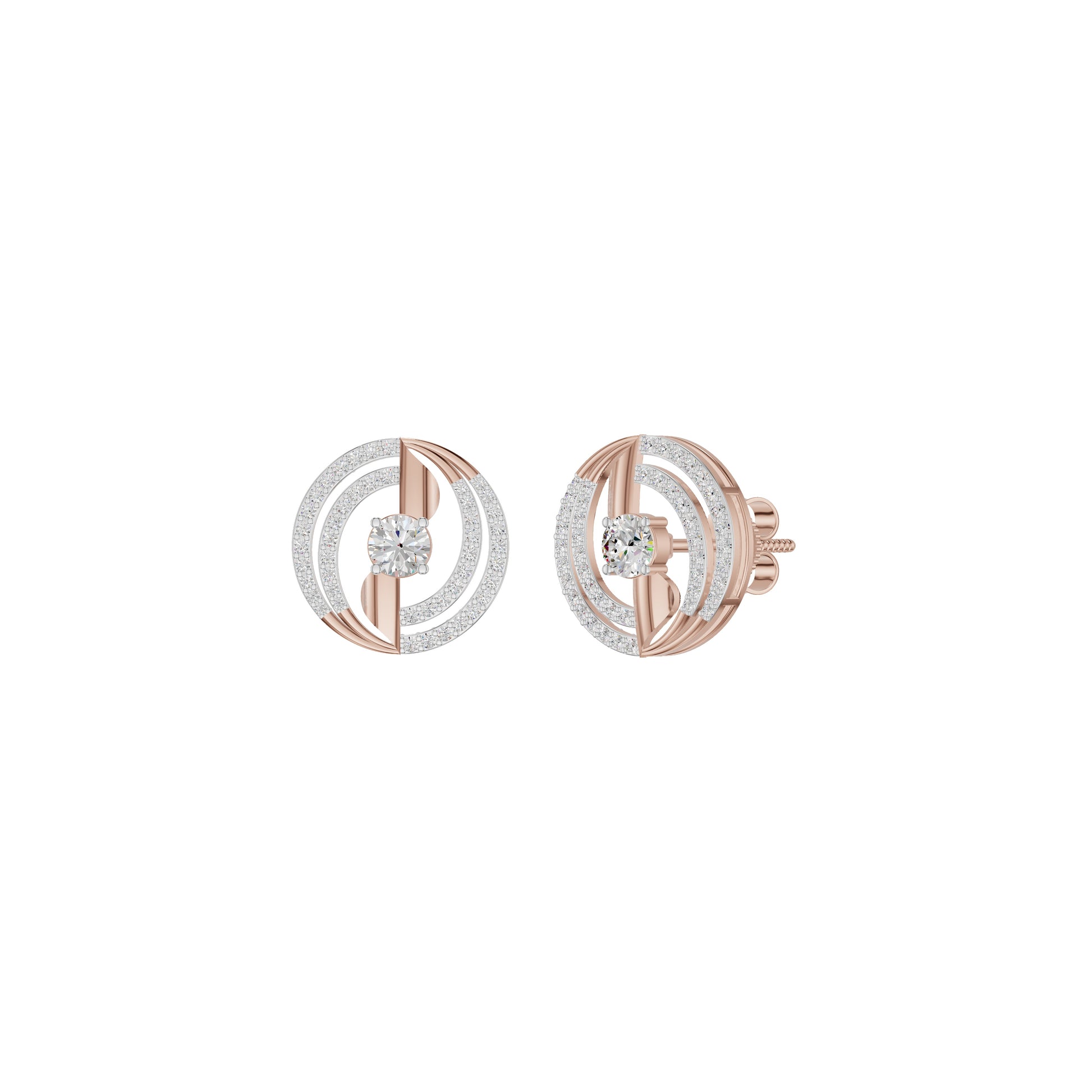 Celestial Serenity Diamond Halo Earrings 18 KT / Rose Gold