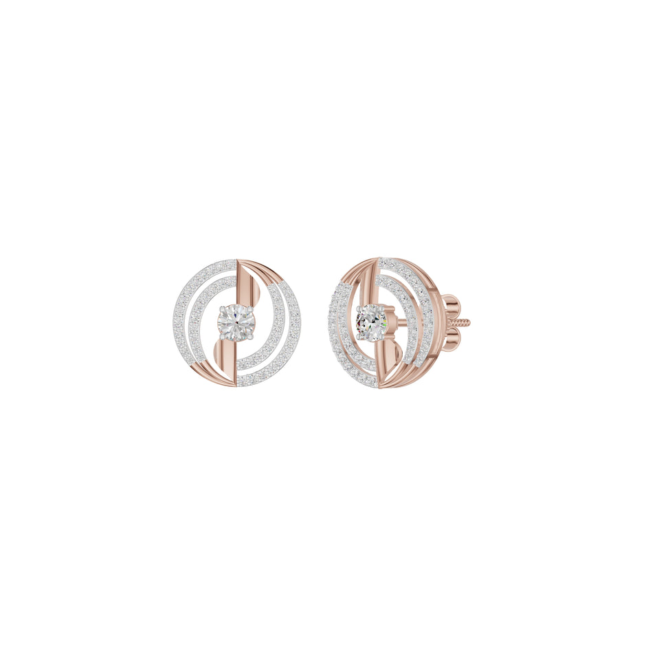 Celestial Serenity Diamond Halo Earrings 18 KT / Rose Gold