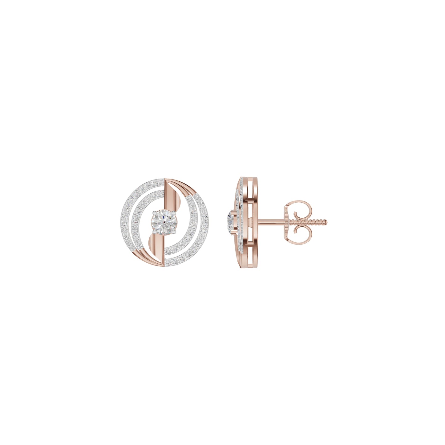 Celestial Serenity Diamond Halo Earrings 18 KT / Rose Gold
