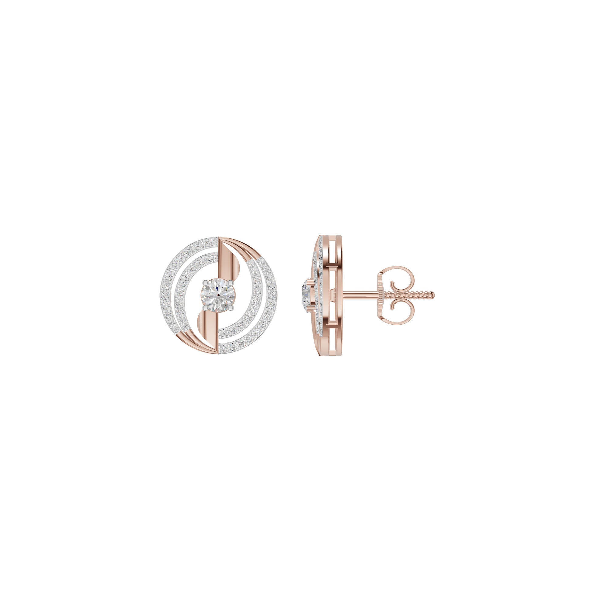Celestial Serenity Diamond Halo Earrings 18 KT / Rose Gold
