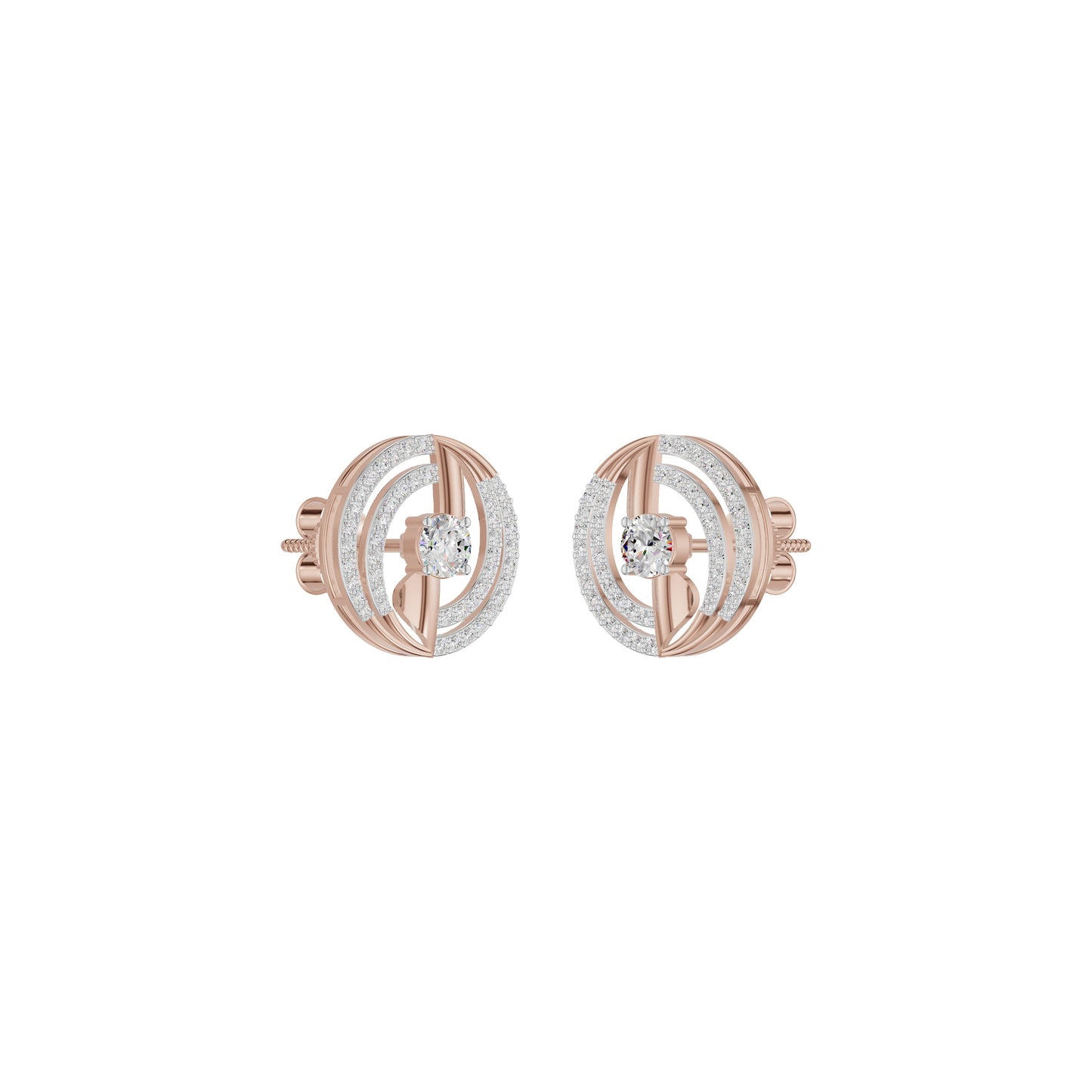 Celestial Serenity Diamond Halo Earrings 18 KT / Rose Gold