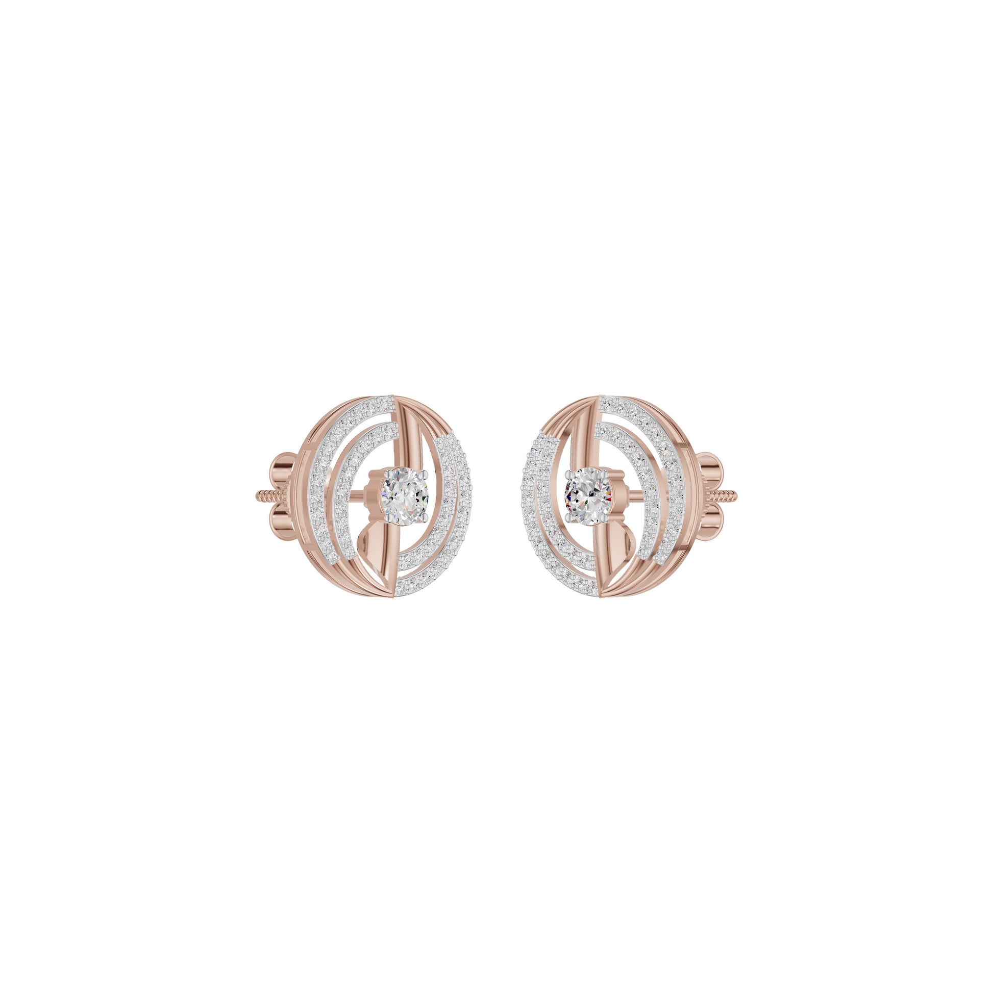 Celestial Serenity Diamond Halo Earrings 18 KT / Rose Gold