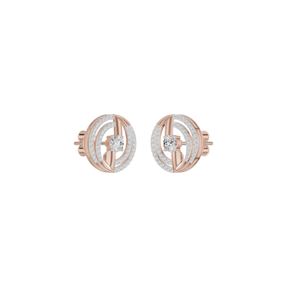 Celestial Serenity Diamond Halo Earrings 18 KT / Rose Gold
