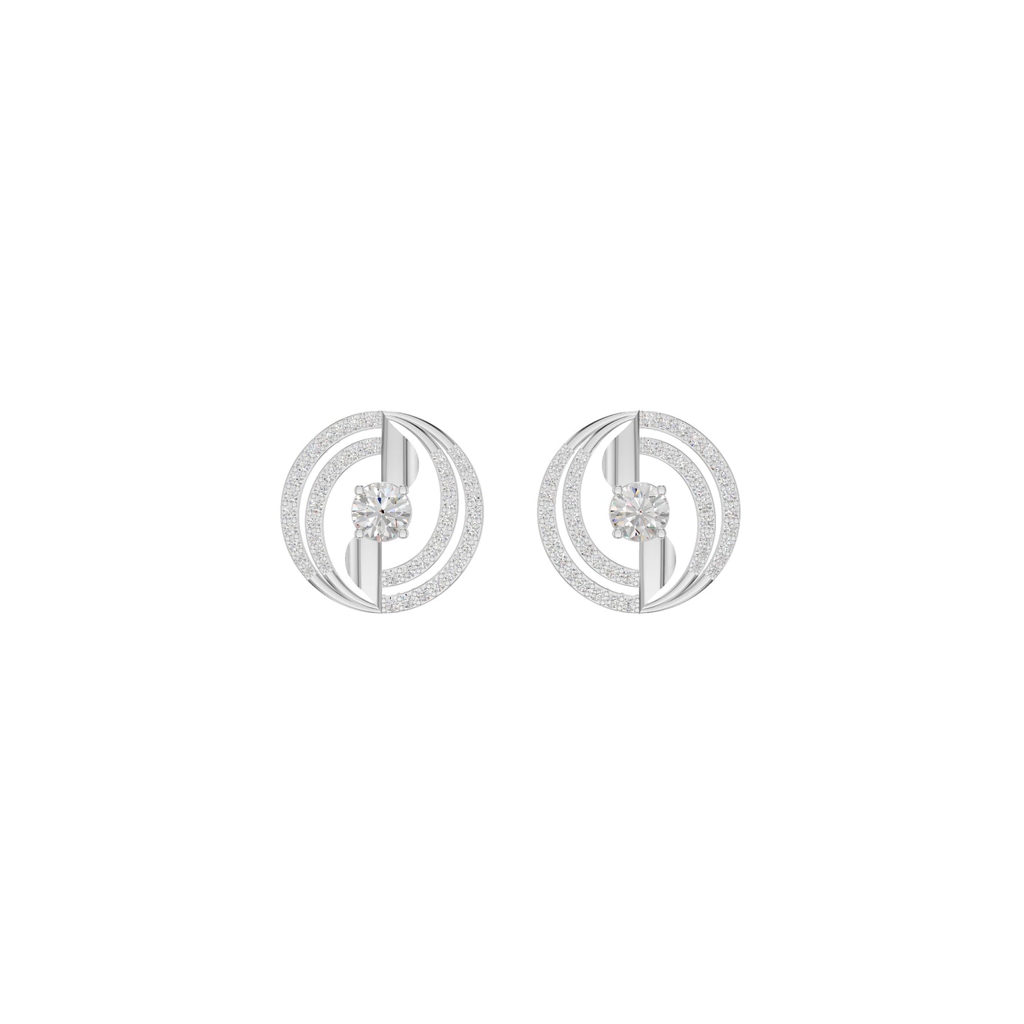 Celestial Serenity Diamond Halo Earrings 18 KT / White Gold