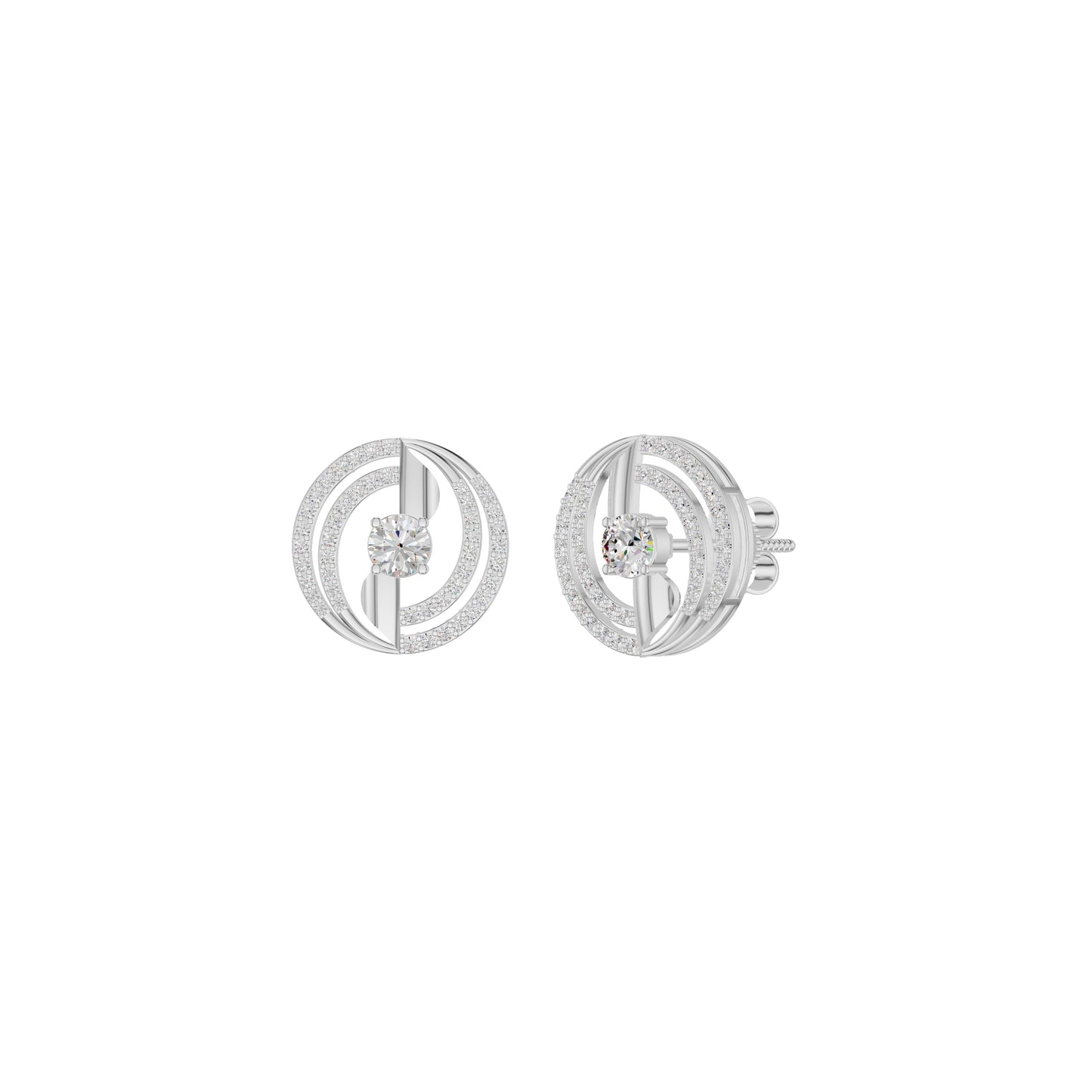 Celestial Serenity Diamond Halo Earrings 18 KT / White Gold