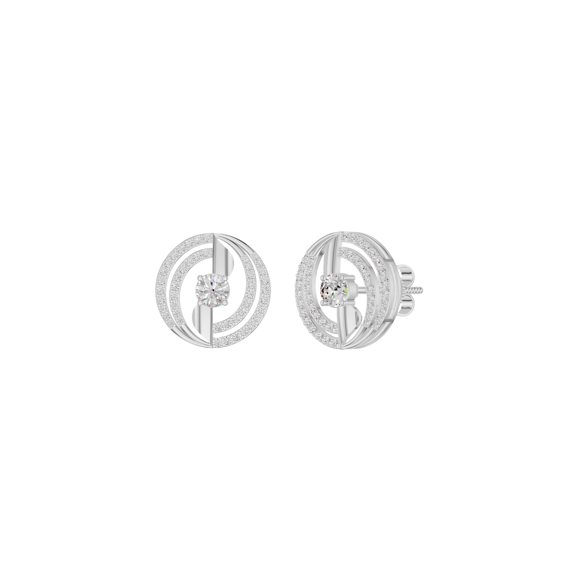 Celestial Serenity Diamond Halo Earrings 18 KT / White Gold